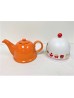 Porcelain Teapot in Orange w/ Infuser & Plastic Cover 450ML With Gift Box